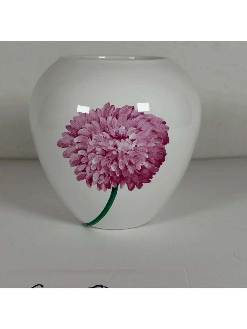 Teleflora White Ceramic Vase Pink Flower Floral Design C-8